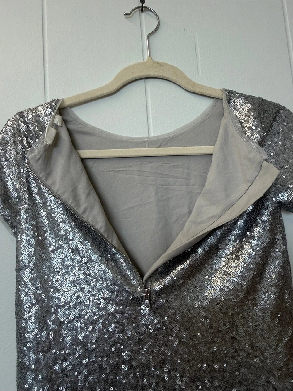 Gap Girls Silver Sequin Short Sleeve Party Dress